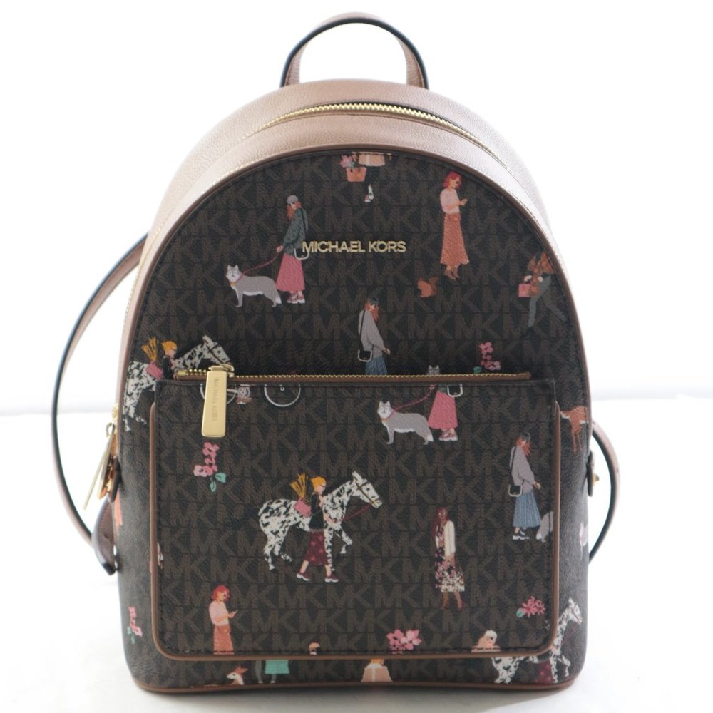 Michael Kors Adina Jet Set Girls Medium backpack MK Logo Brown Multi NWT$398.00